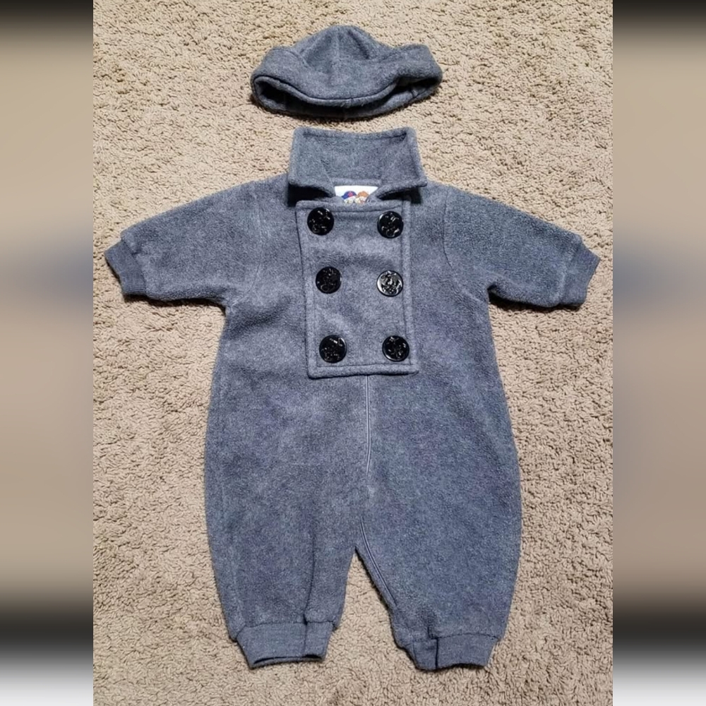 Pete's Partner Gray Fleece Zip Up Onesie Boy's Size 3-6M